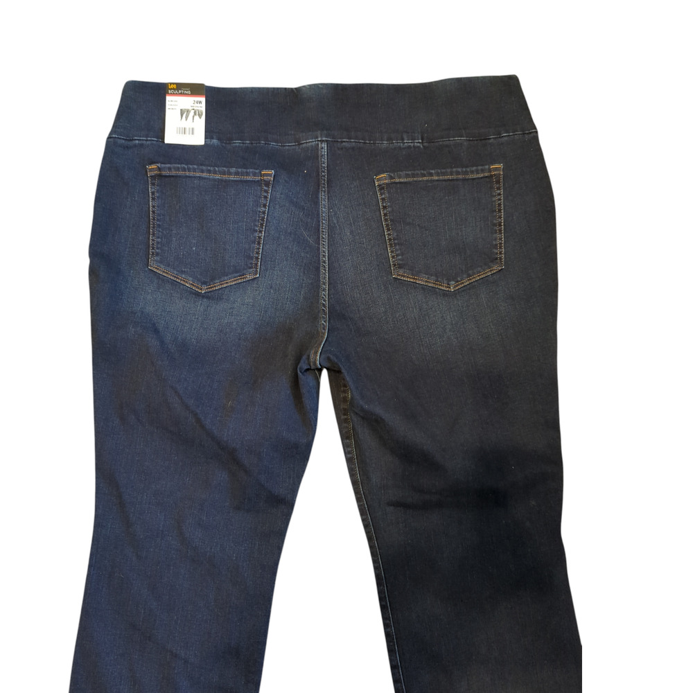 Lee Womens 24W Sculpting Slim Leg Dark Rinse Mid Rise Pull On Jeans Infinity NEW - Picture 4 of 8